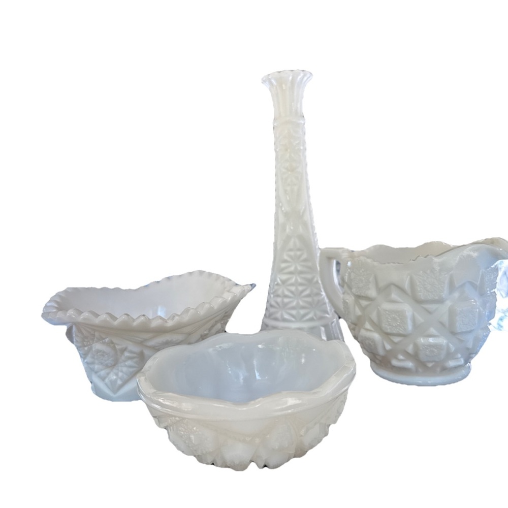 Elegant White Milk Glass Lot